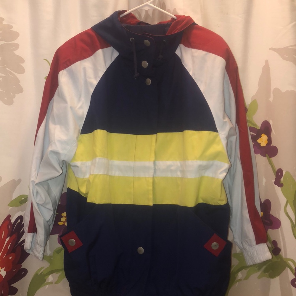 Mulberry Street color block windbreaker.